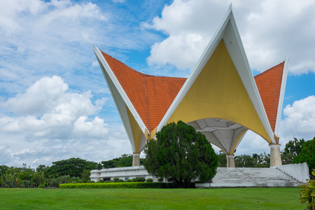 Beautiful pavilion in the park in summerの写真素材