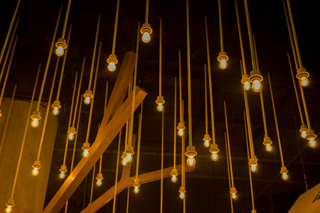 Beautiful hanging lamps on ceilingの写真素材