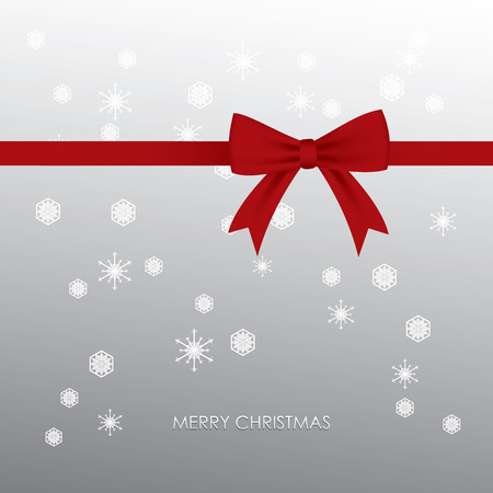 Christmas card design with snowflake and red ribbin on gray backgroundのイラスト素材