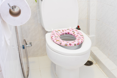 Pink child toilet seatの写真素材