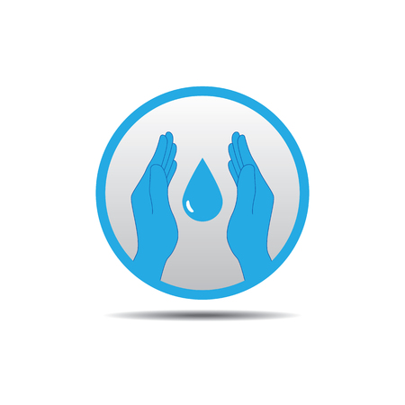 Water saving logo - water drop between handsのイラスト素材