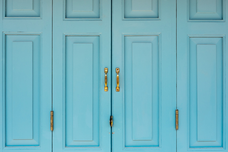 Colorful blue old door in Bangkok, Thailandの写真素材