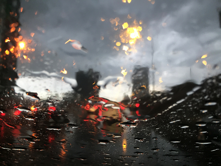 Rain drops on the windscreen