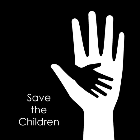Save the children logo. Save kids from torture, hungry for their future.のイラスト素材