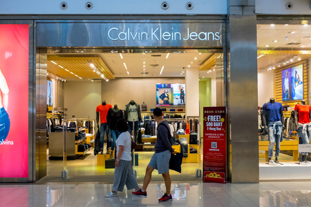Bangkok, Thailand - January 29, 2017 : People walking pass Calvin Klein fashion shop in Central World Department Store.のeditorial素材