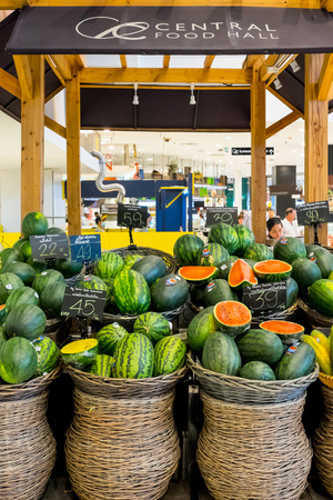 Bangkok, Thailand - January 29, 2017 : Many kinds of fruits in the basket in fruit shop in Central world mall.のeditorial素材