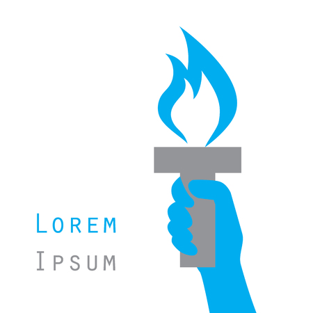 Hand with flaming torch vector grapic logo background representing liberty honor and victory concept.のイラスト素材