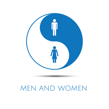 Yin yang man and woman concept vector logo design.のイラスト素材