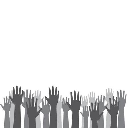 Black and white illustration of raised up handsのイラスト素材