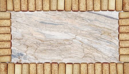 Frame of set from the collection of many different vintage wine corks. Close upの写真素材