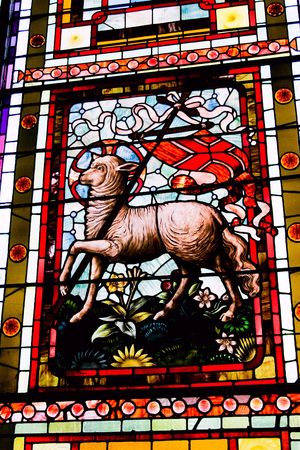 old victorian stained glassの写真素材