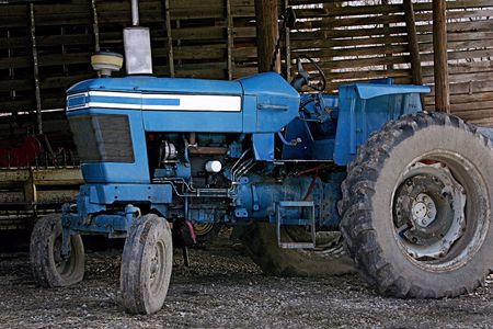 old blue farm tractor