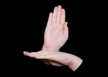 the word busy in sign language on a black backgroundの写真素材