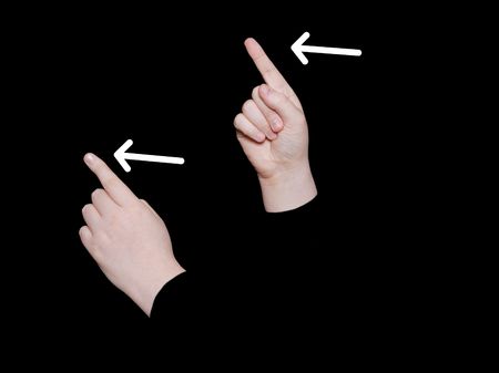 the word go in sign language on a black backgroundの写真素材