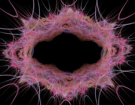a colorful purple fractal illustration for frame or wallpaper over blackの写真素材