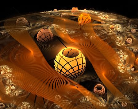 abstract fractal wallpaper design over a black backgroundの写真素材