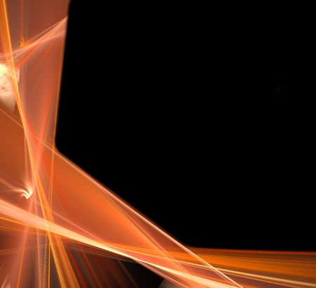 orange lines of a fractal wallpaper over a black background with copyspace for textの写真素材