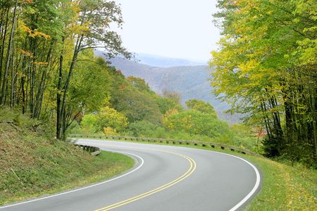 summer day on the road in the Great Smoky Mountains National Park near the Tennessee borderの写真素材