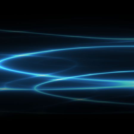 smooth streaks of blue neon over black backgroundの写真素材