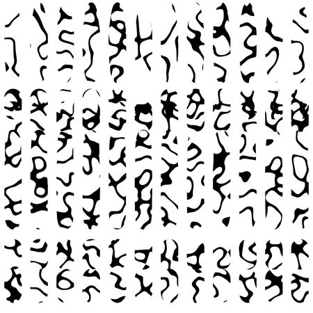 vertical rows of unusual unique runes or ancient symbols from dead language. computer generated completely unique charactersの写真素材