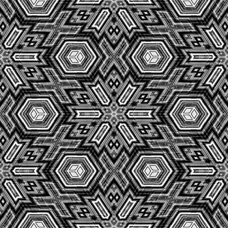 black and white repeating 3d cubes. tiles seamlessly.の写真素材