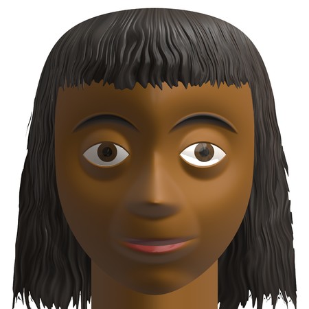 computer generated avatar of a dark skinned African American or Indian brunette female. headshot portraitの写真素材