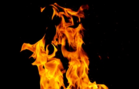 bright colored orange and red flames over a black background