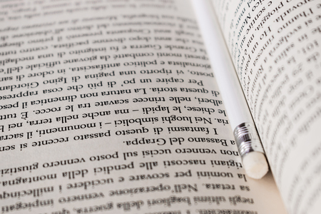 Open Book page view with pencil