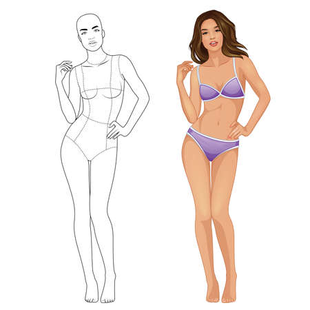 Fashion illustration female figure body template for fashion designのイラスト素材