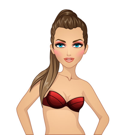 Smokey Eyes Make-up Female Character. Vector Illustrationのイラスト素材