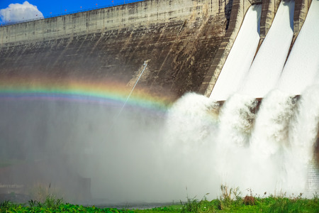 Electric power source with waterの写真素材