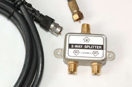 Coaxial cable, 2 Ways Spliiter, Patch cableの写真素材