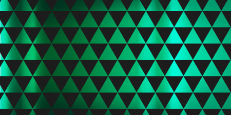 Pattern of equilateral green triangles on black with shading. Abstract illustration.の写真素材