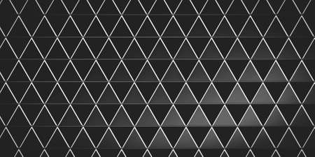 Pattern of equilateral gray triangles on black with shading. Abstract illustration.の写真素材