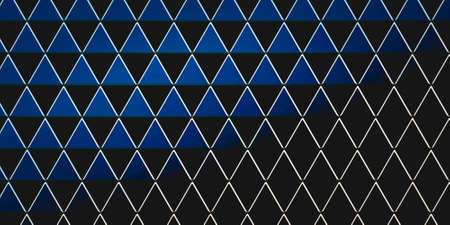 Pattern of equilateral blue triangles on black with shading. Abstract illustration.の写真素材