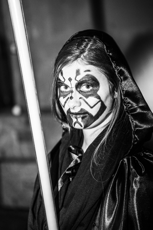 female version of the Dart Maul Sith, with lightsaberのeditorial素材