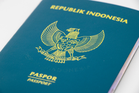 closeup side view of indonesian passport version 2014