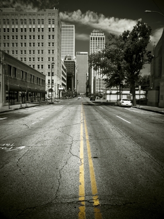 An empty street in Downtown Tulsaのeditorial素材
