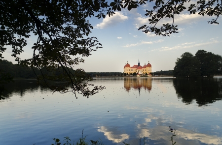 Moritzburg Castle reflects on the Waters of the Lakeのeditorial素材