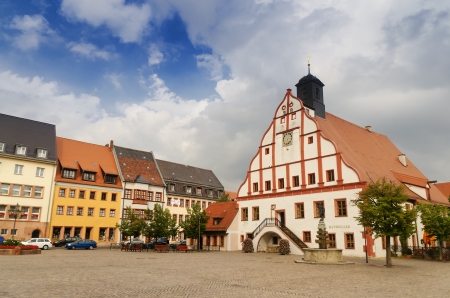 View of the Market Square of Grimmaの写真素材