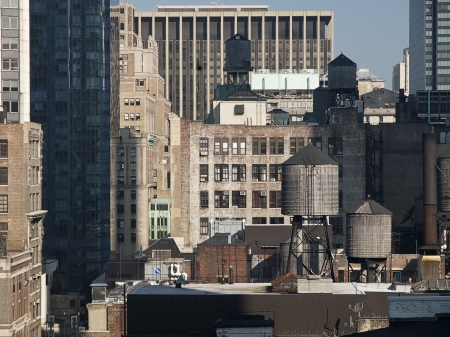 Water Tanks on Top of New York Buildingsの写真素材