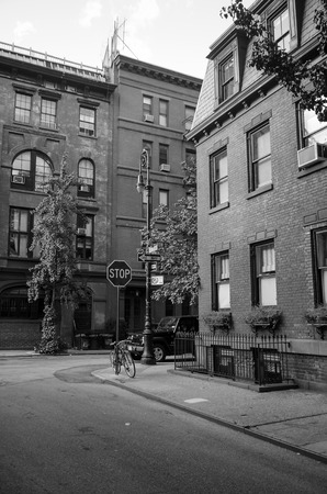 Corner of Commerce and Barrow Street in West Village, New Yorkのeditorial素材