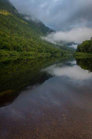 Jacques Cartier river in the morning mist