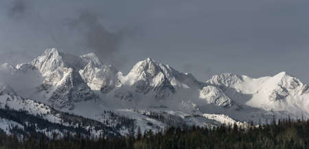 Snowy mountain in the Canadain Rockiesの写真素材