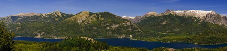 Landscape of natural park with lakes among the mountains. Panoramic.の写真素材