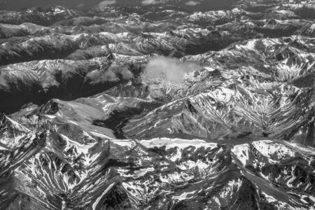 Aerial view of the Andes mountain range. Black and whiteの写真素材