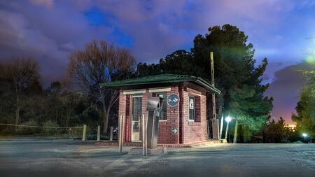 Abandoned security booth at night, with no body arround.の写真素材