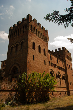 Ancient castle with grass and sky with cloudsのeditorial素材
