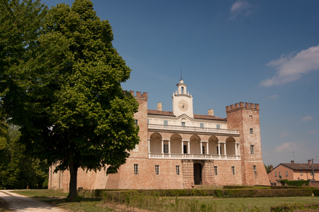 Ancient castle with grass and sky with cloudsのeditorial素材