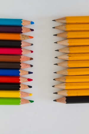 Various colour pencils isolated on the whiteの写真素材